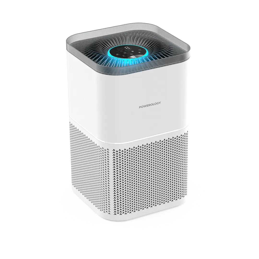 powerology smart air purifier eliminate odor & smoke white